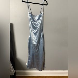 Satin silk blue dress